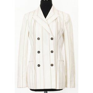 $4990 BRUNELLO CUCINELLI PANAMA STRIPED COTTON BLAZER SIZE 40